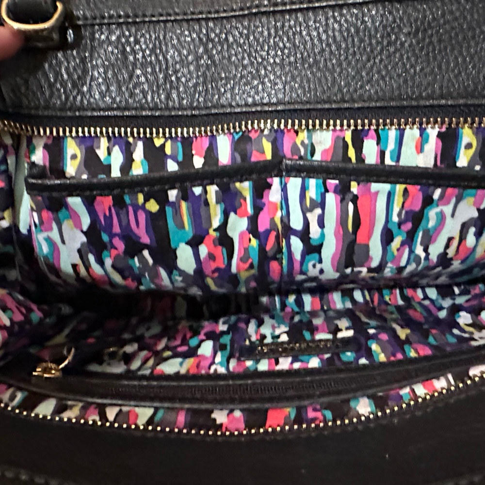 RARE~Vera Bradley Black Cowhide Leather Handbag - Picture 6 of 12